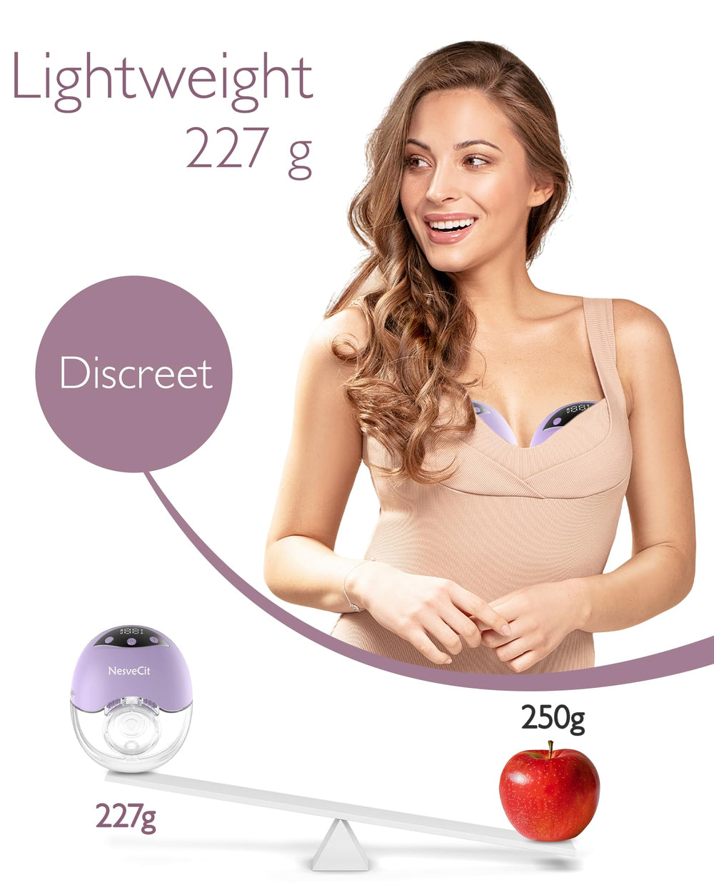 NesveCit LED display shows time, battery, and suction at a glance.