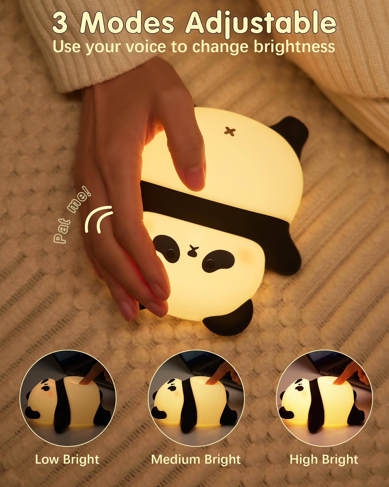 NesveCit bedside panda night light in use for gentle night illumination.