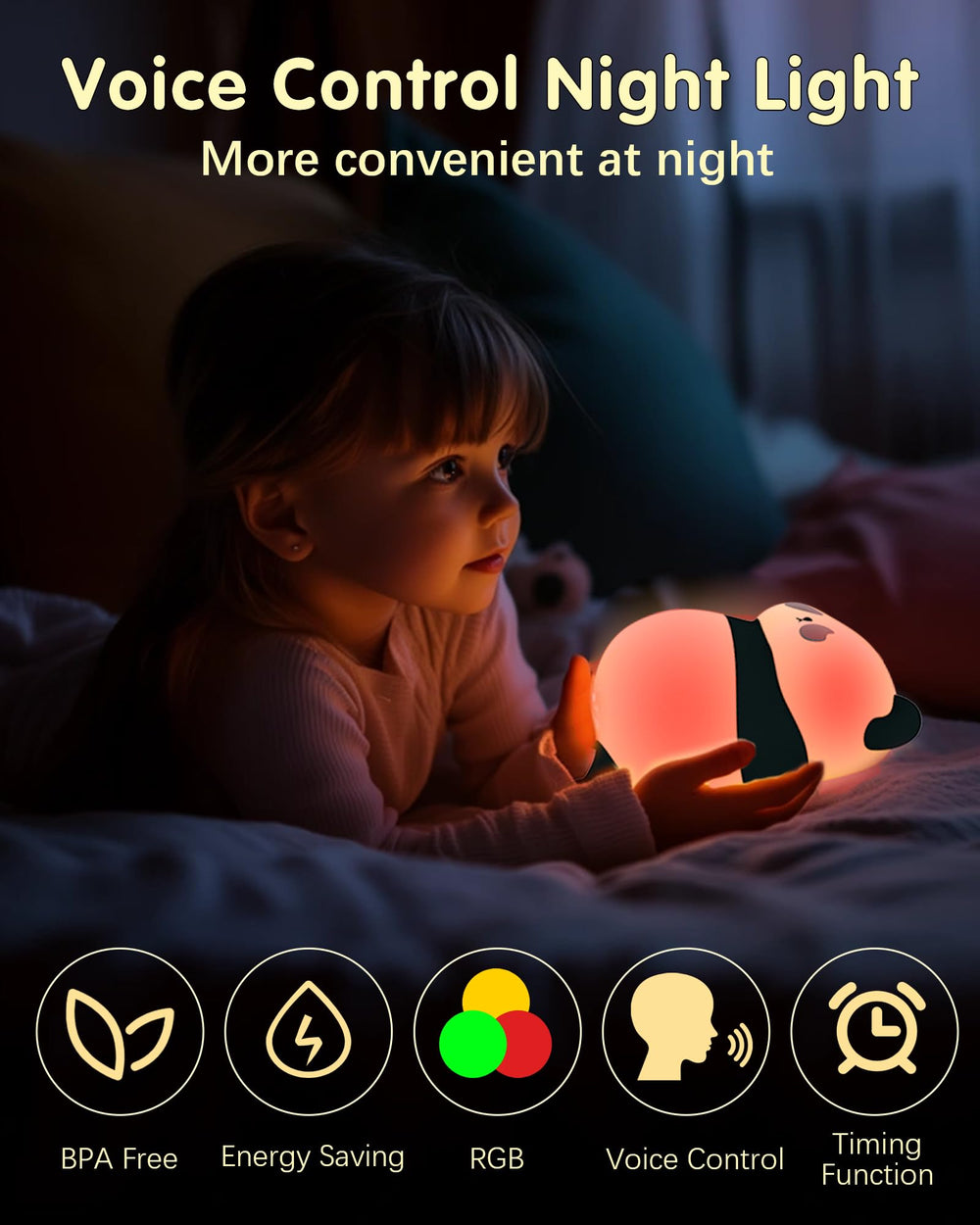 NesveCit panda night light color options enable mood lighting for reading.