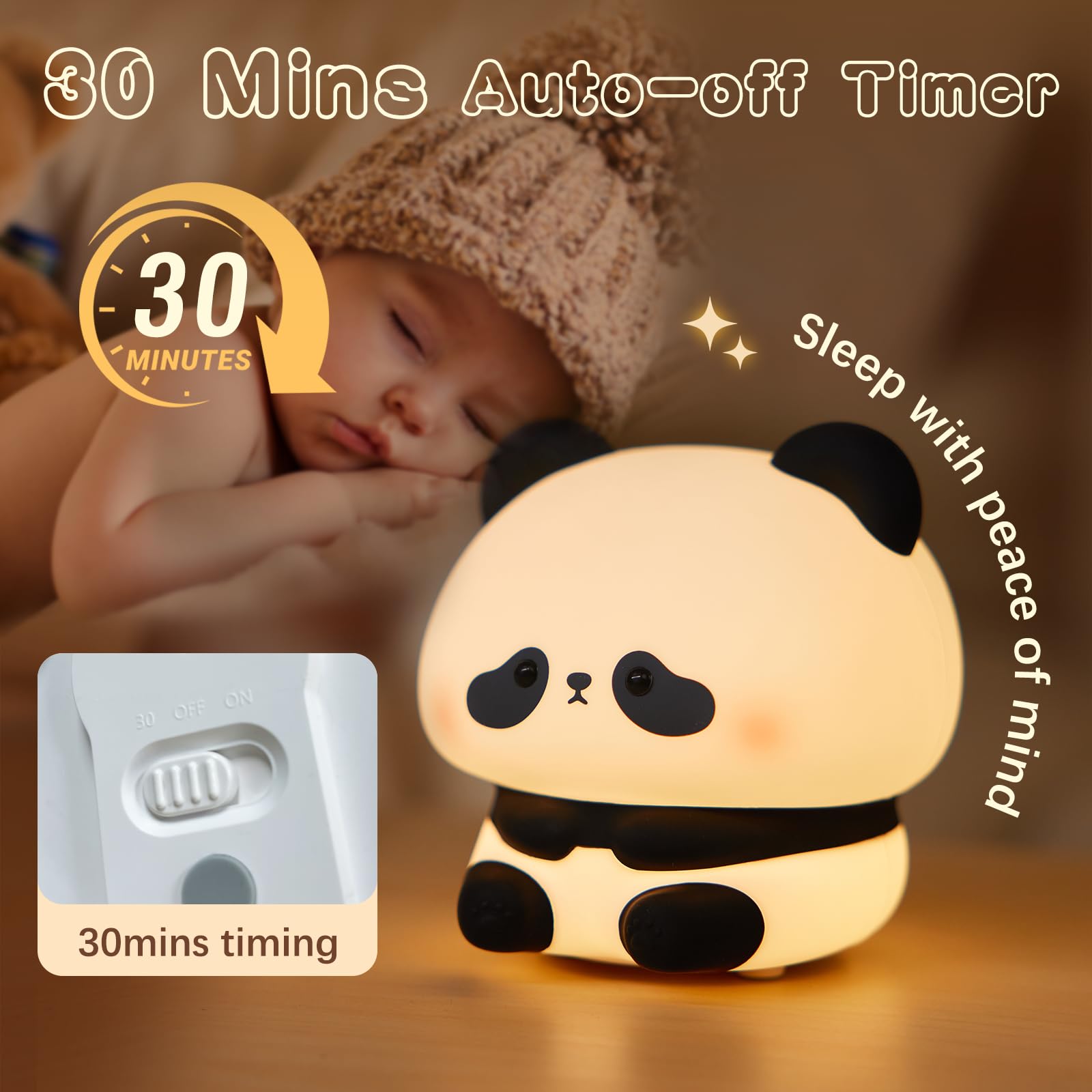 NesveCit panda night light front view displays friendly design for room decor