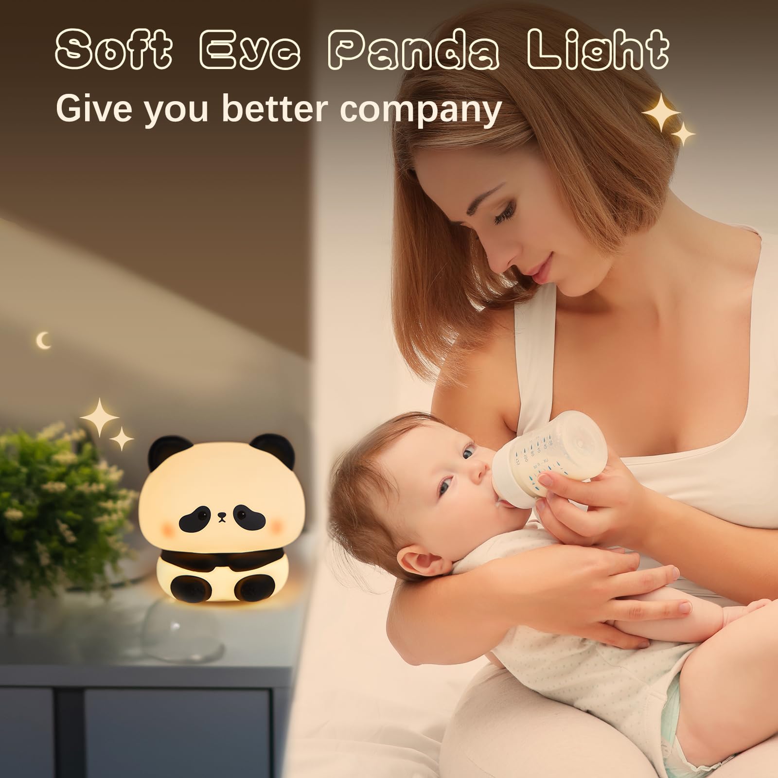 NesveCit panda night light kneadable silicone close-up highlights soft touch