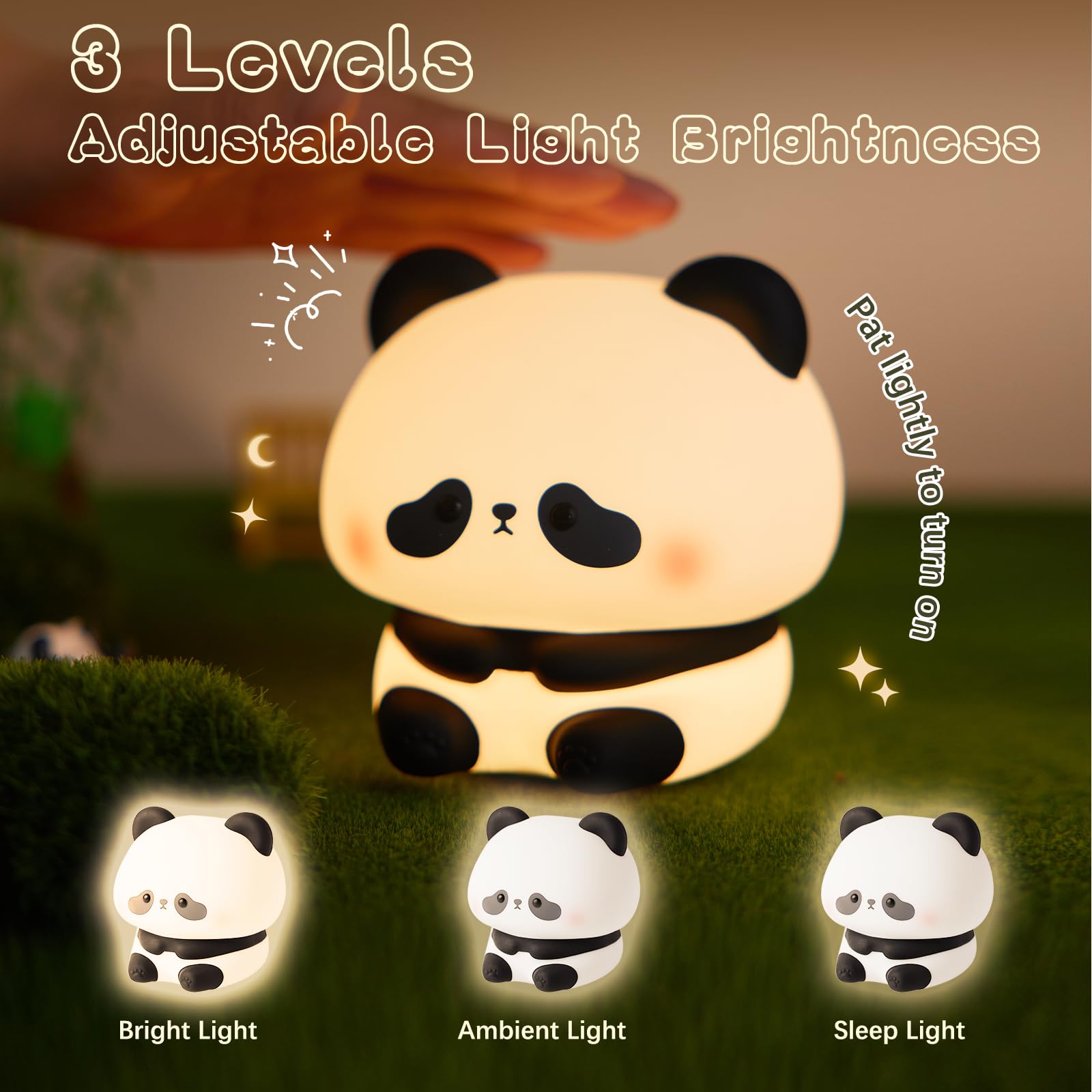 NesveCit panda night light side view highlights kneadable silicone and durability
