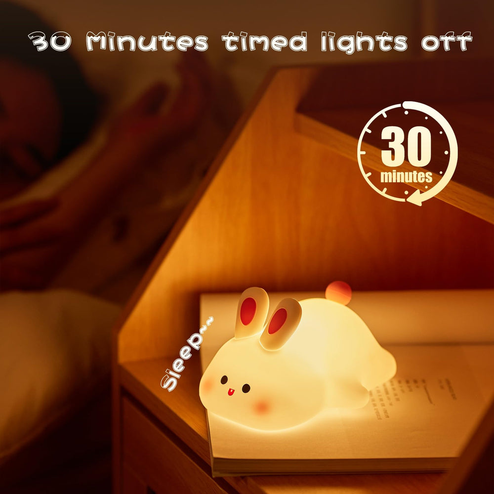 NesveCit rechargeable bunny night light keeps cords away with cord-free use