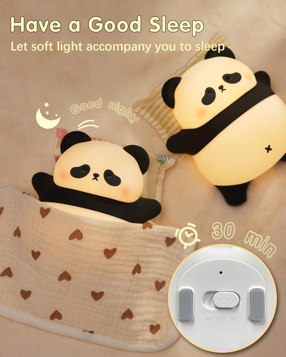 NesveCit silicone panda night light with rounded edges doubles as nursery decor.