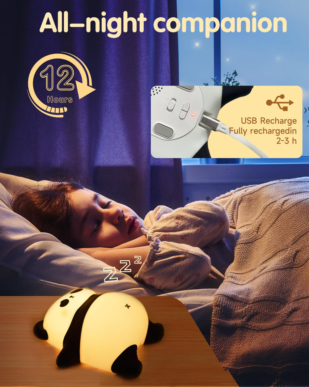 NesveCit Panda night light in a nursery or bedroom setting.