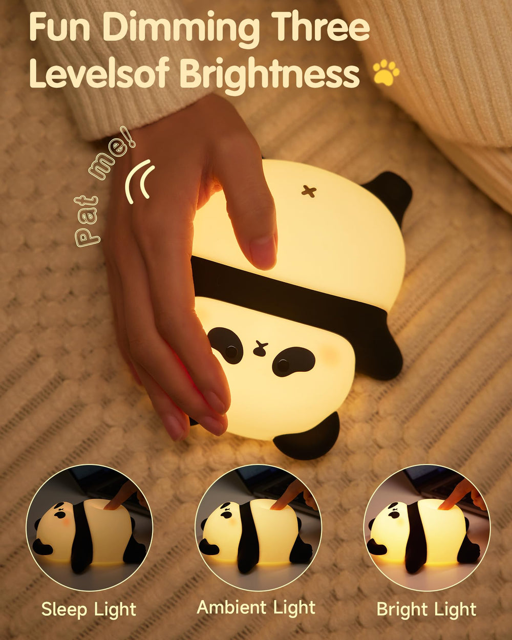 NesveCit Snoring Panda Night Light BPA-free silicone for safe touch.