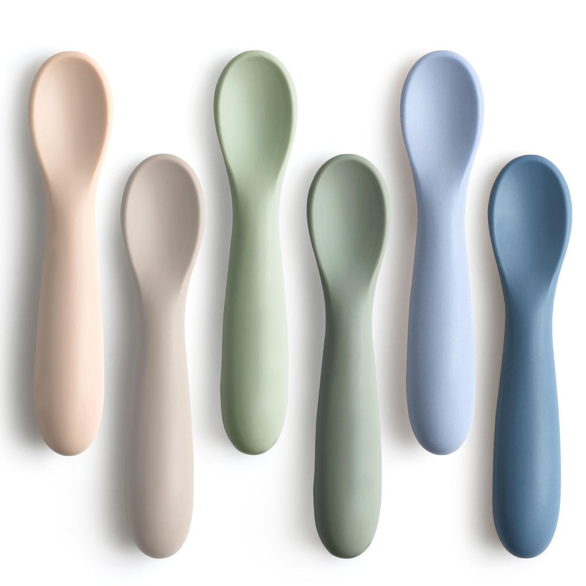 NETANY 6-pack baby spoons with pastel colors for gentle self-feeding.