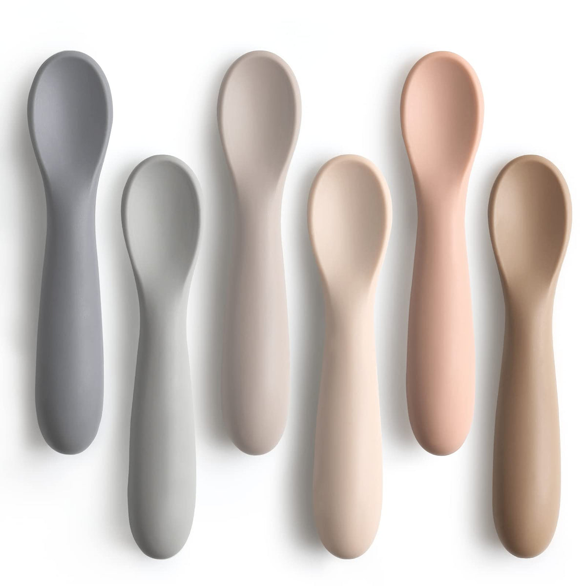 NETANY 6-pack baby spoons in pastel colors support self-feeding practice.