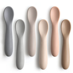 NETANY 6-pack baby spoons in pastel colors support self-feeding practice.