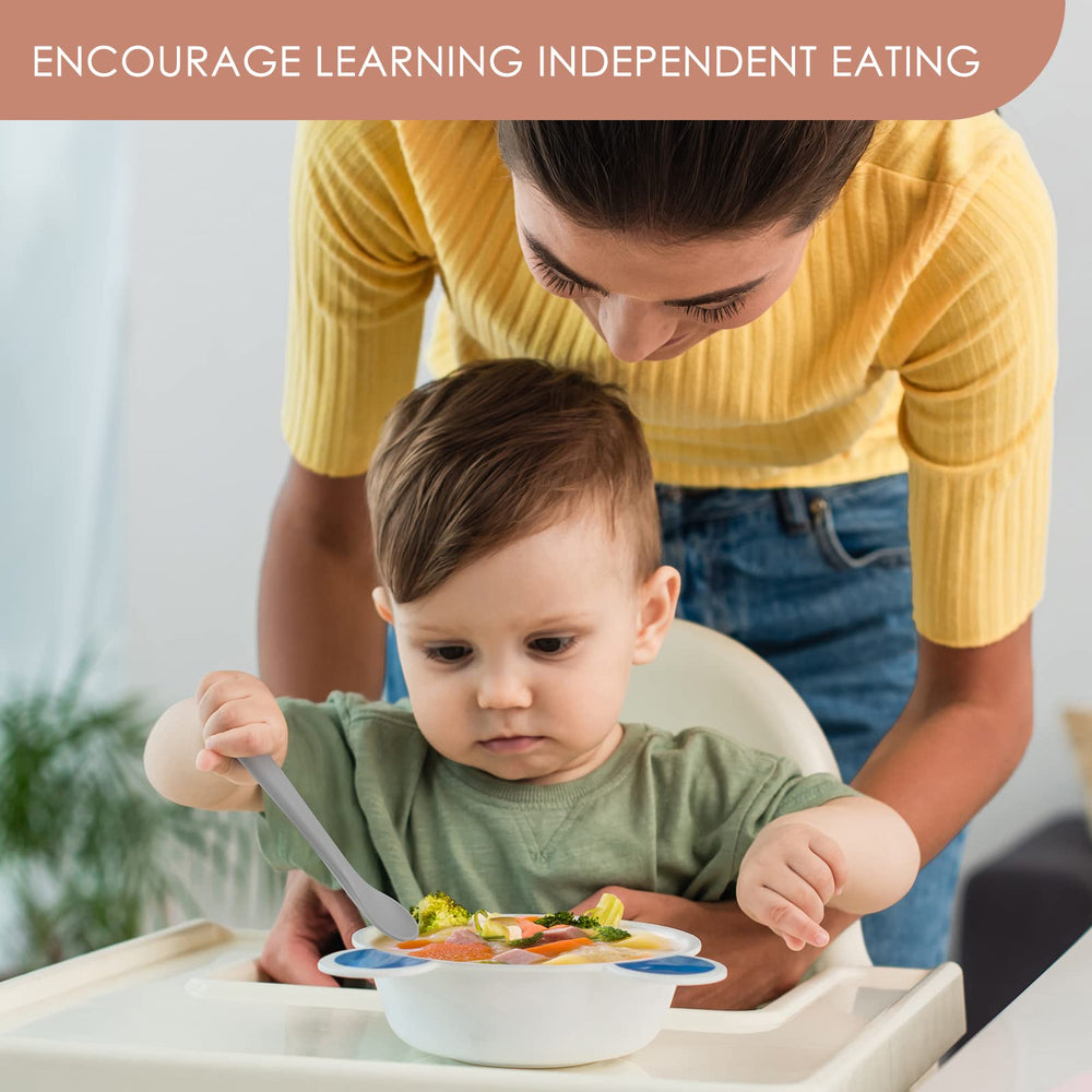 Soft, pliable tips protect delicate gums during first tastes.
