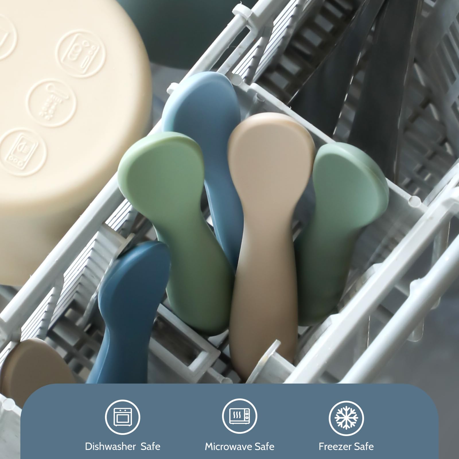 NETANY dishwasher-safe silicone spoons designed for thorough cleaning.