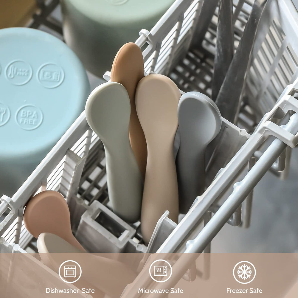 NETANY pastel spoons shown during a calm mealtime routine.