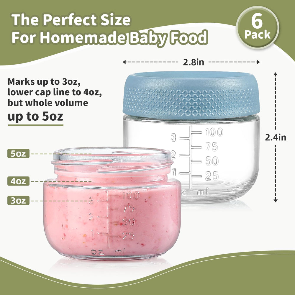 NETANY fridge-safe glass baby jar keeps baby food fresh in the fridge.