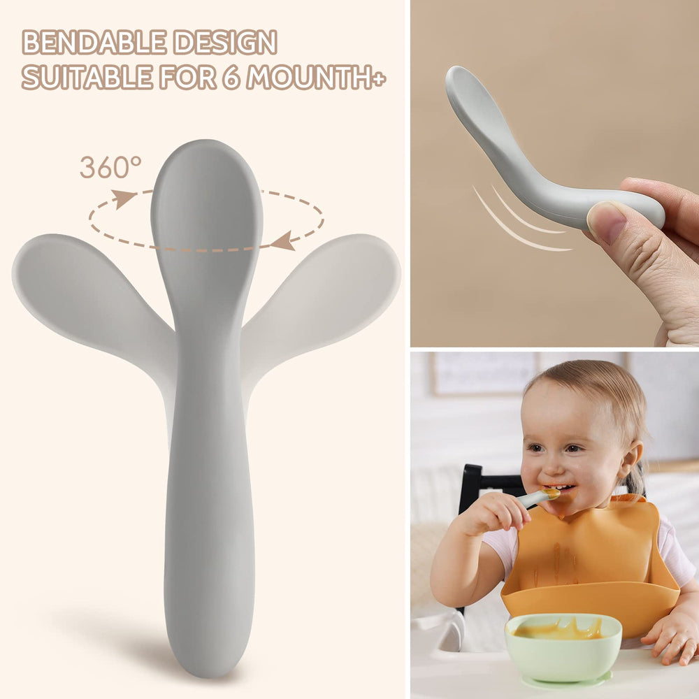NETANY short-length spoon showing 6.3-inch size for safer first bites.