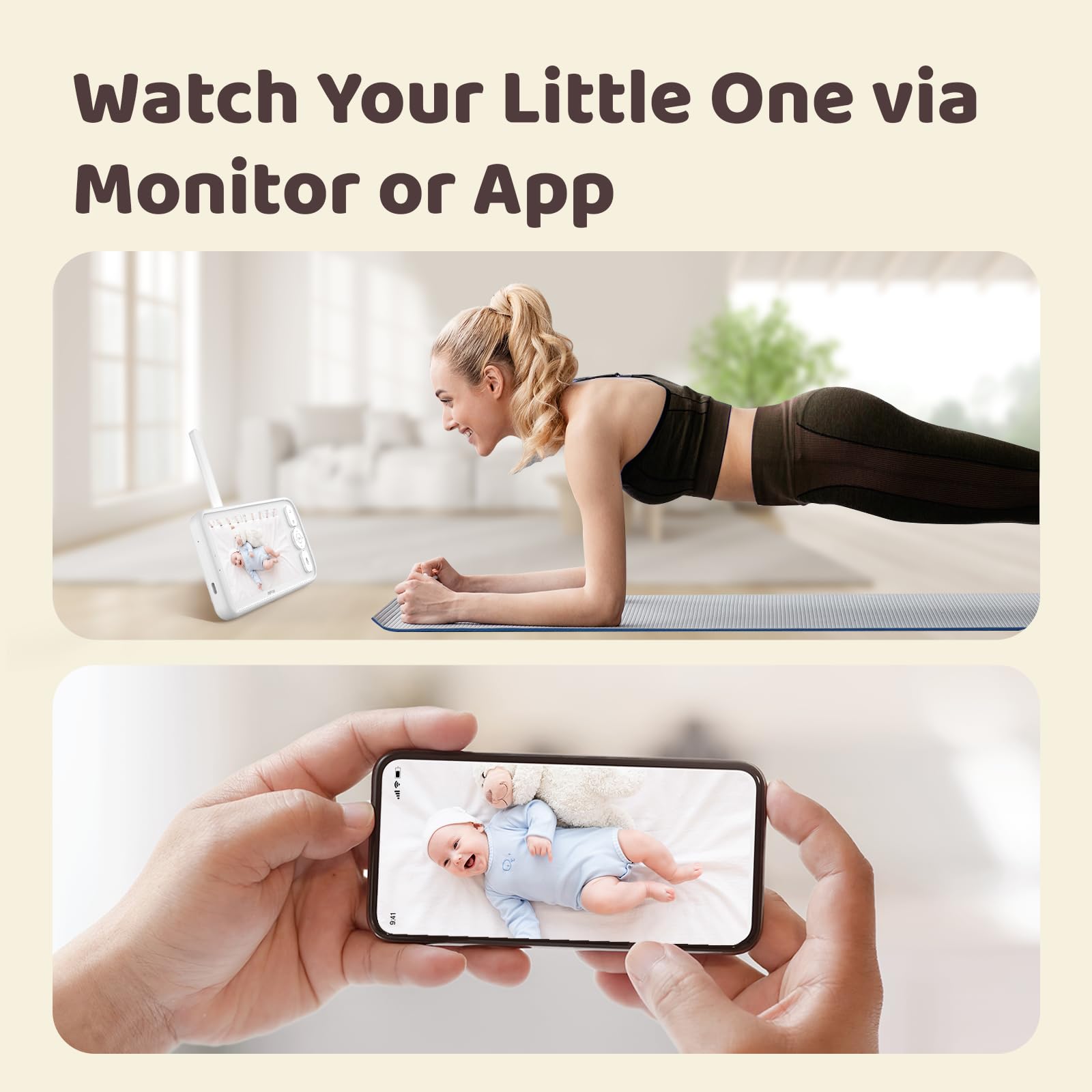 NETVUE Peekababy 1080p camera view delivers crisp night visibility and smooth motion.