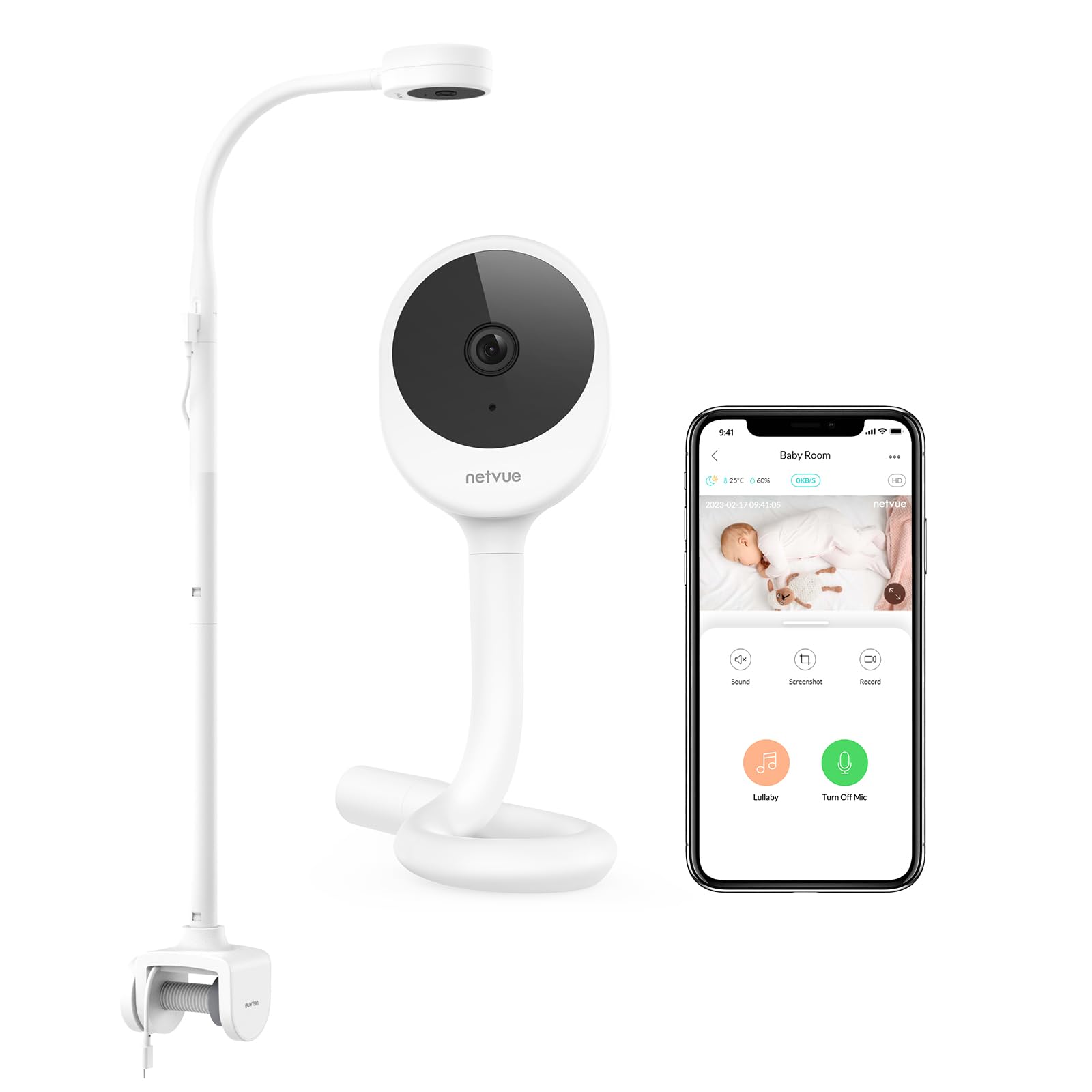 NETVUE Peekababy camera-crib-mount-setup enables flexible crib viewing for remote monitoring