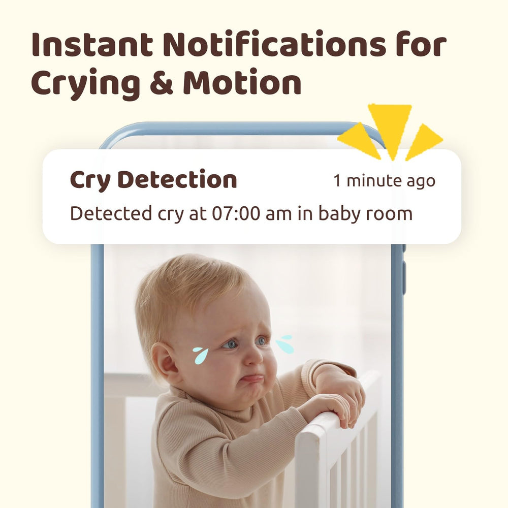 NETVUE Peekababy monitor fits all crib types with adaptable stand.