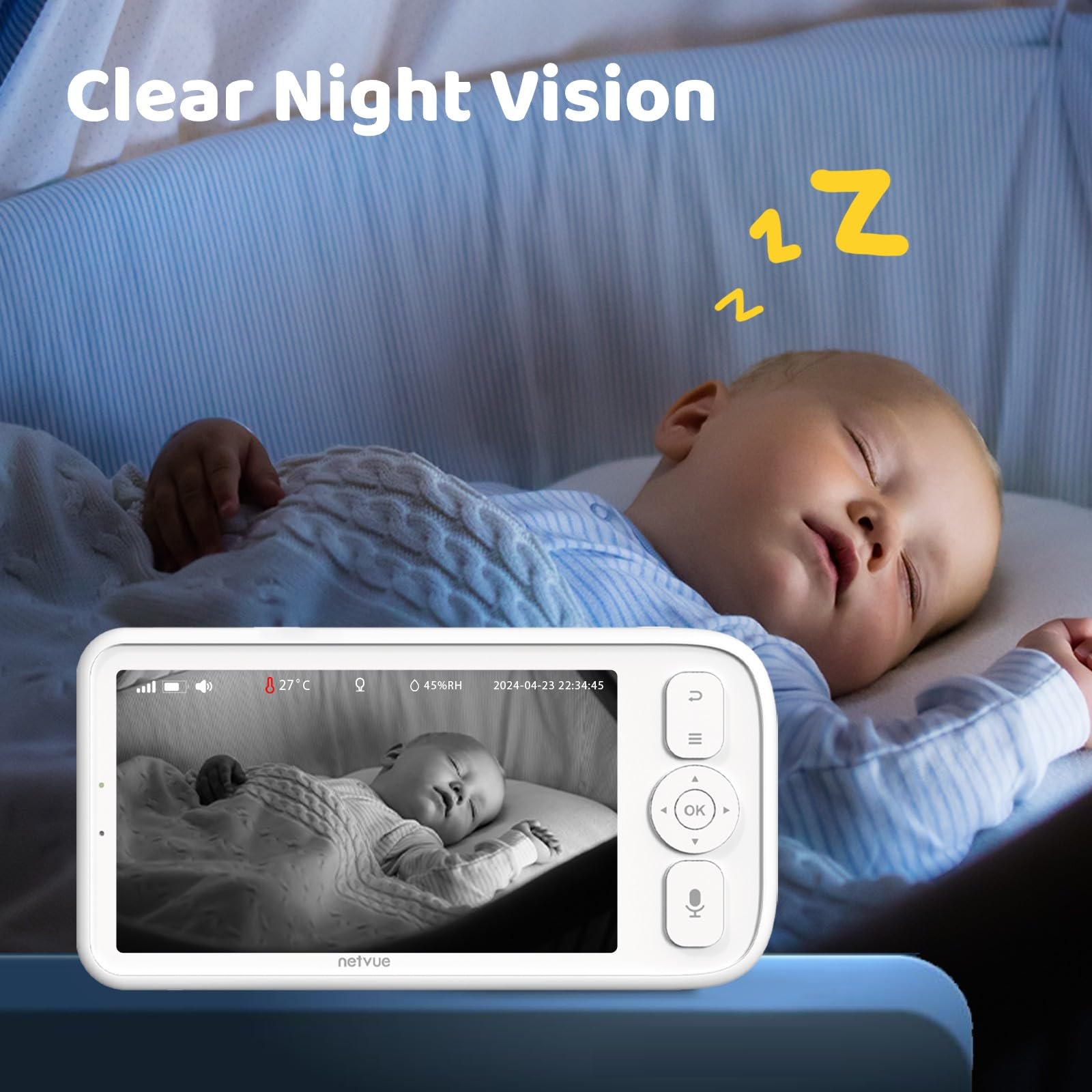 NETVUE Peekababy monitor mounted on wall or desk for flexible placement.