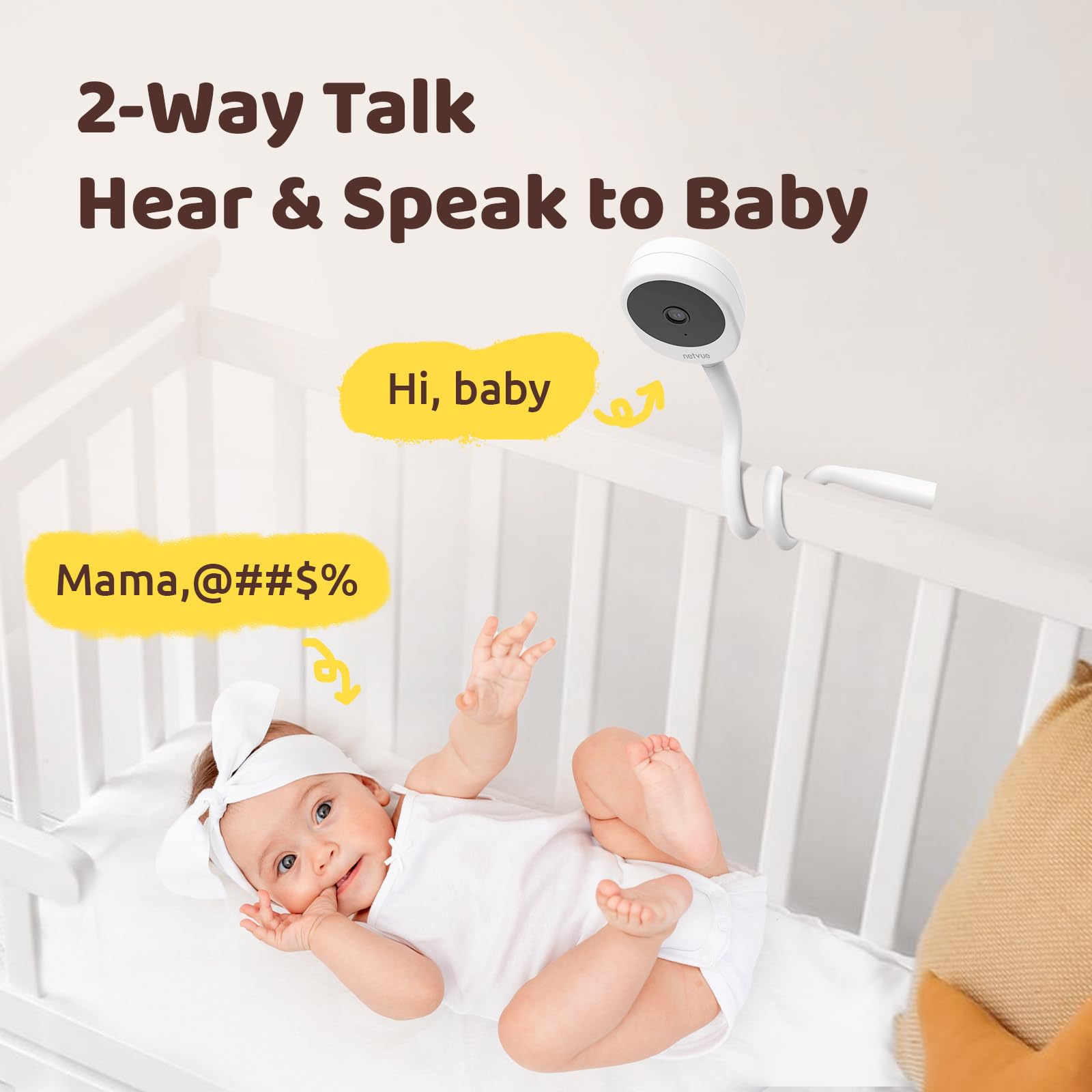 NETVUE Peekababy-smart-app-connection enables remote monitoring via stable 2.4GHz Wi-Fi