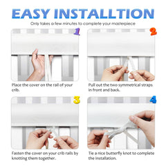 New Teething Coverage Straps grey bubble easy-install strap keeps cover secure.