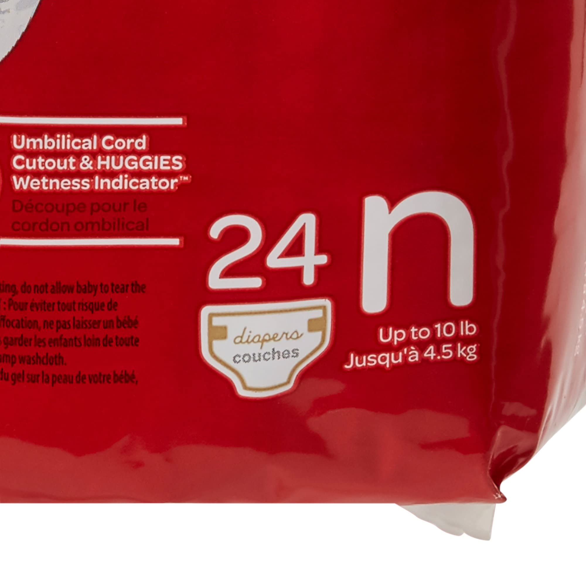 Newborn Huggies 24-count convenience pack for easy diaper changes.