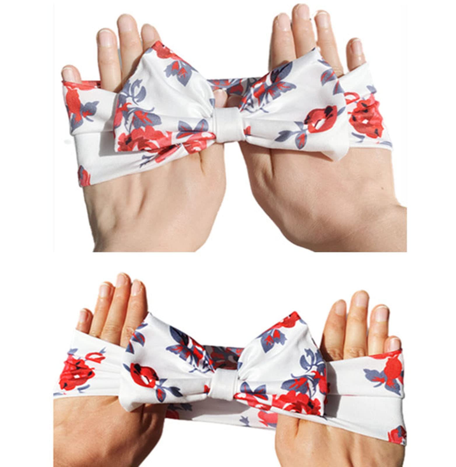 Newborn Headband floral design close-up showcasing adjustable stretch.