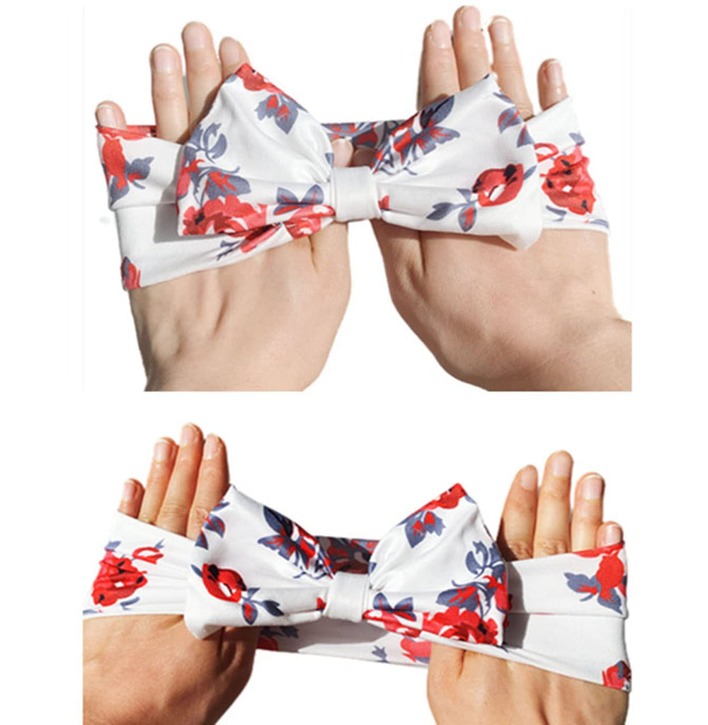 Newborn Headband floral design close-up showcasing adjustable stretch.
