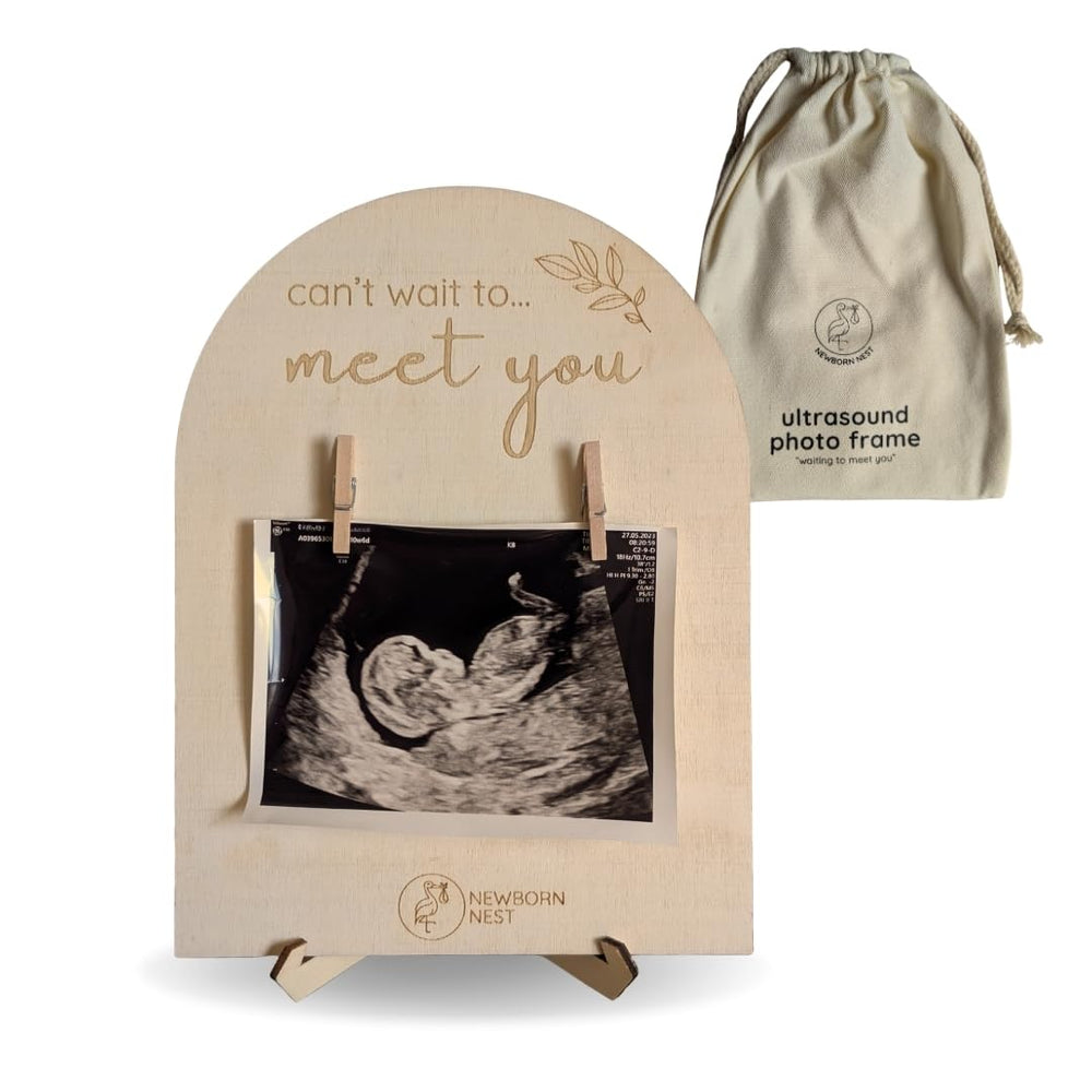 Newborn Nest wooden ultrasound frame front view showcases keepsake pride and timeless display.