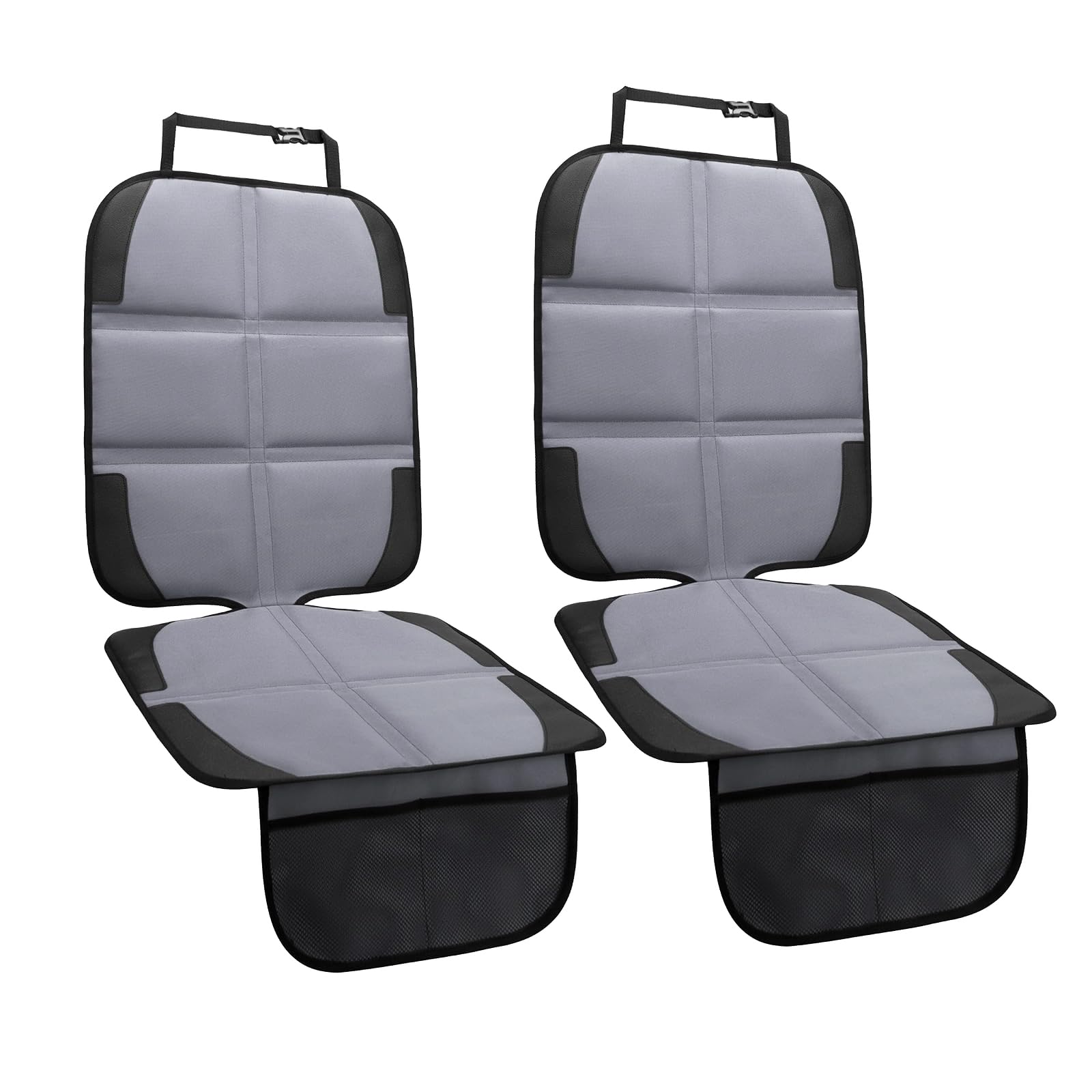 NEWFOM car-seat protector 2pack gray front view showing sturdy waterproof cover