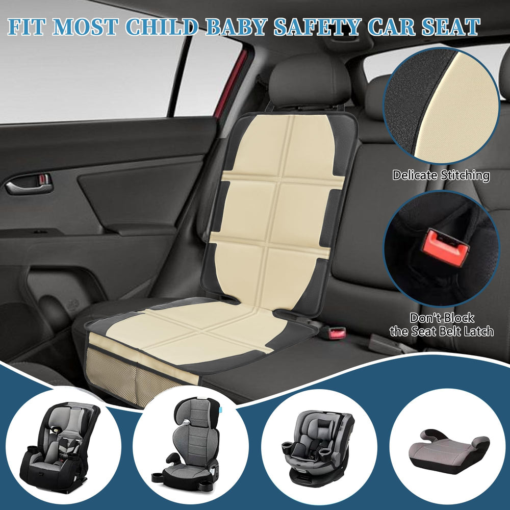 NEWFOM car seat protector beige color complements interiors and hides wear