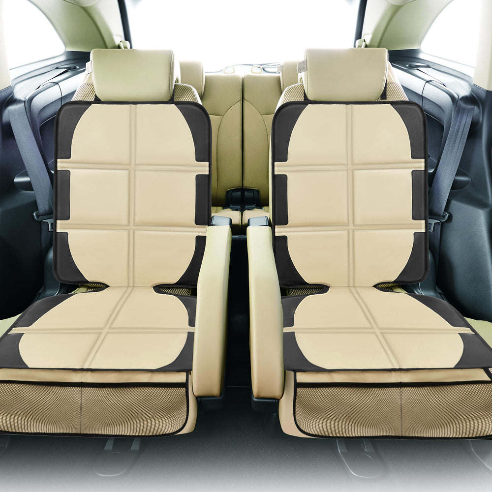 NEWFOM car seat protector dimensions illustrate broad back-seat coverage