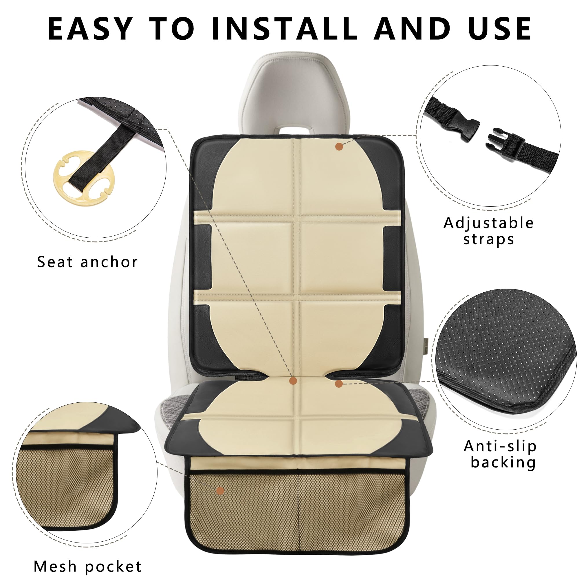 NEWFOM car seat protector with mesh pockets keeps toys and wipes organized