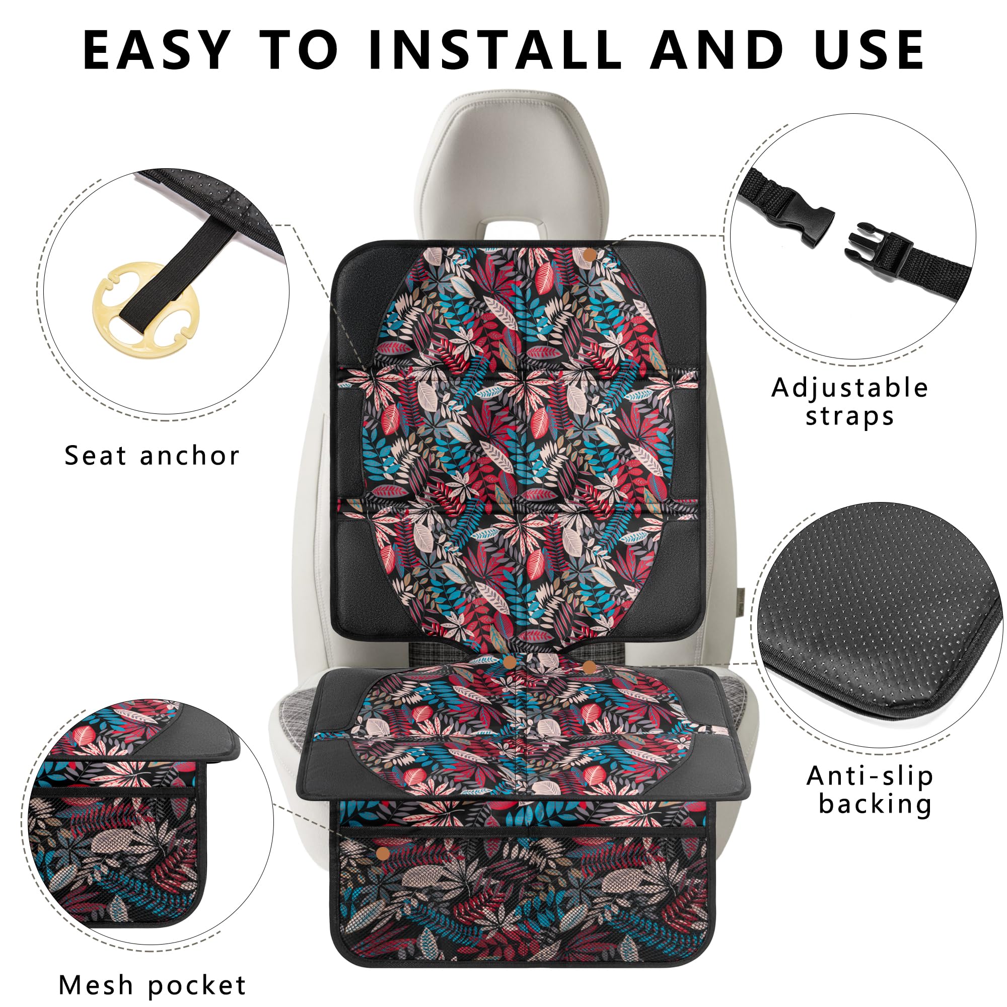 NEWFOM car seat protector mesh pockets hold small items for quick access.