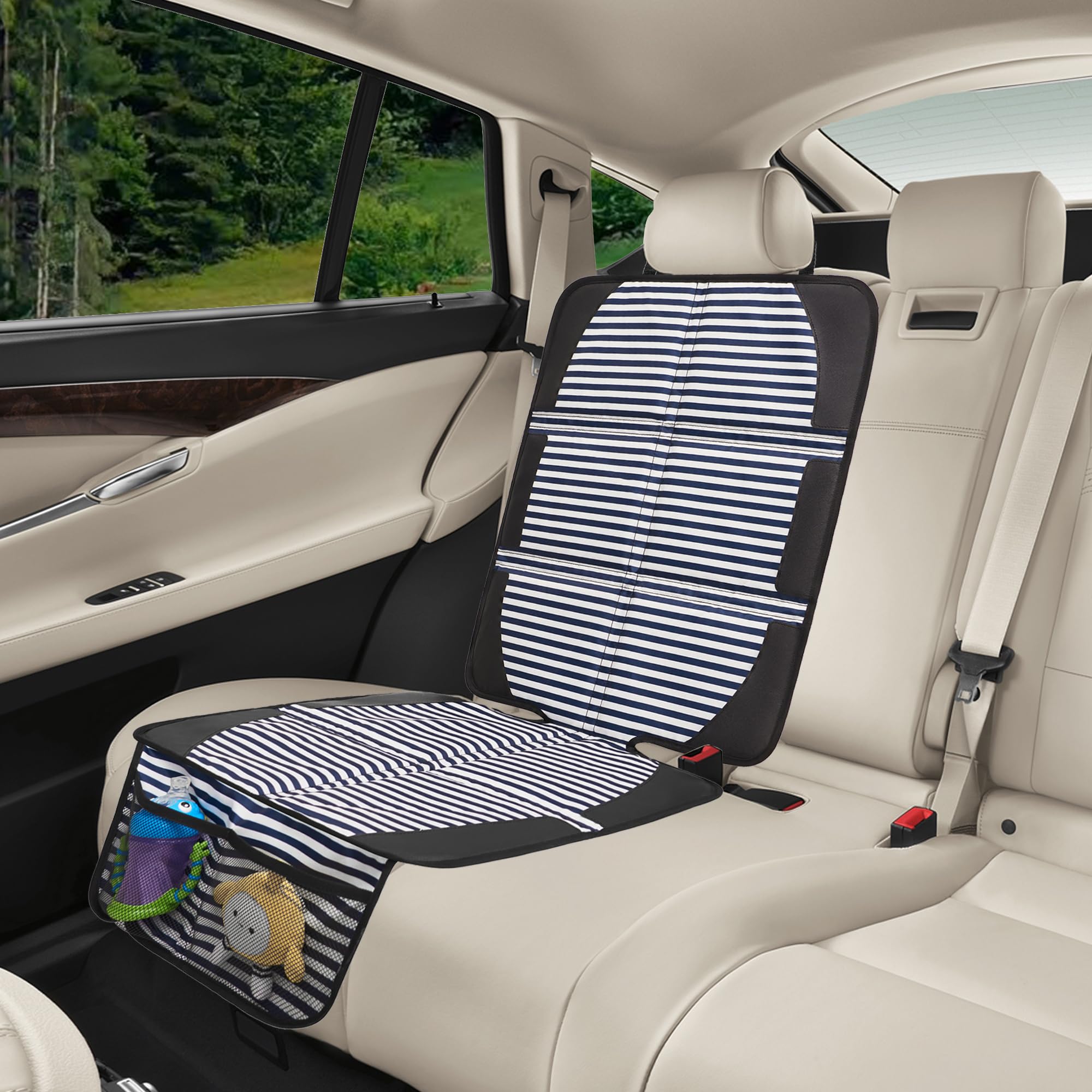 NEWFOM car seat protector non-slip backing keeps it secure during drives.