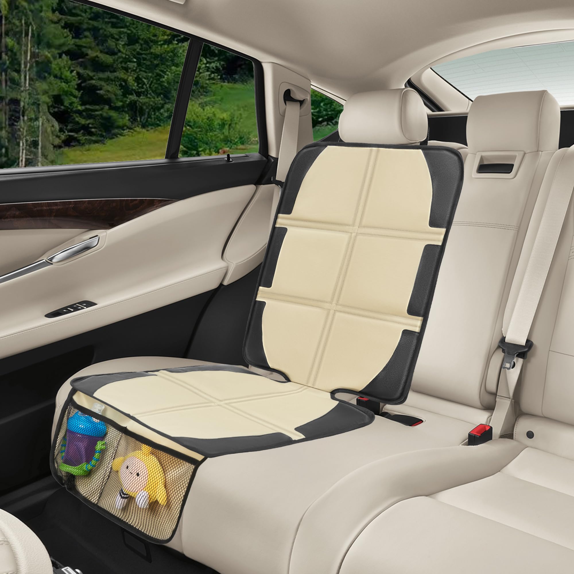 NEWFOM car seat protector non-slip backing minimizes shifting for secure seating