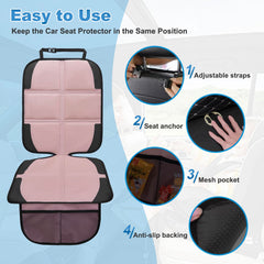 NEWFOM car seat protector mesh pockets provide storage for toys and tissues