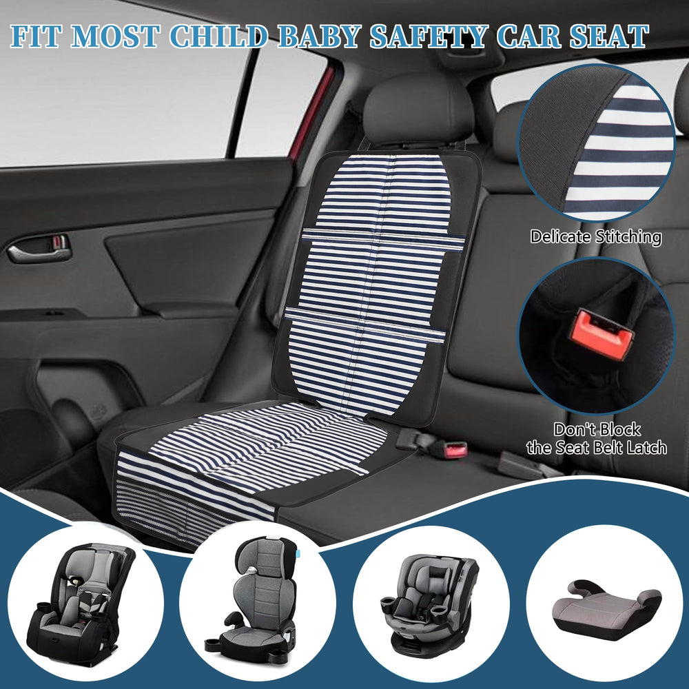 NEWFOM car seat protector includes storage pockets for small items.