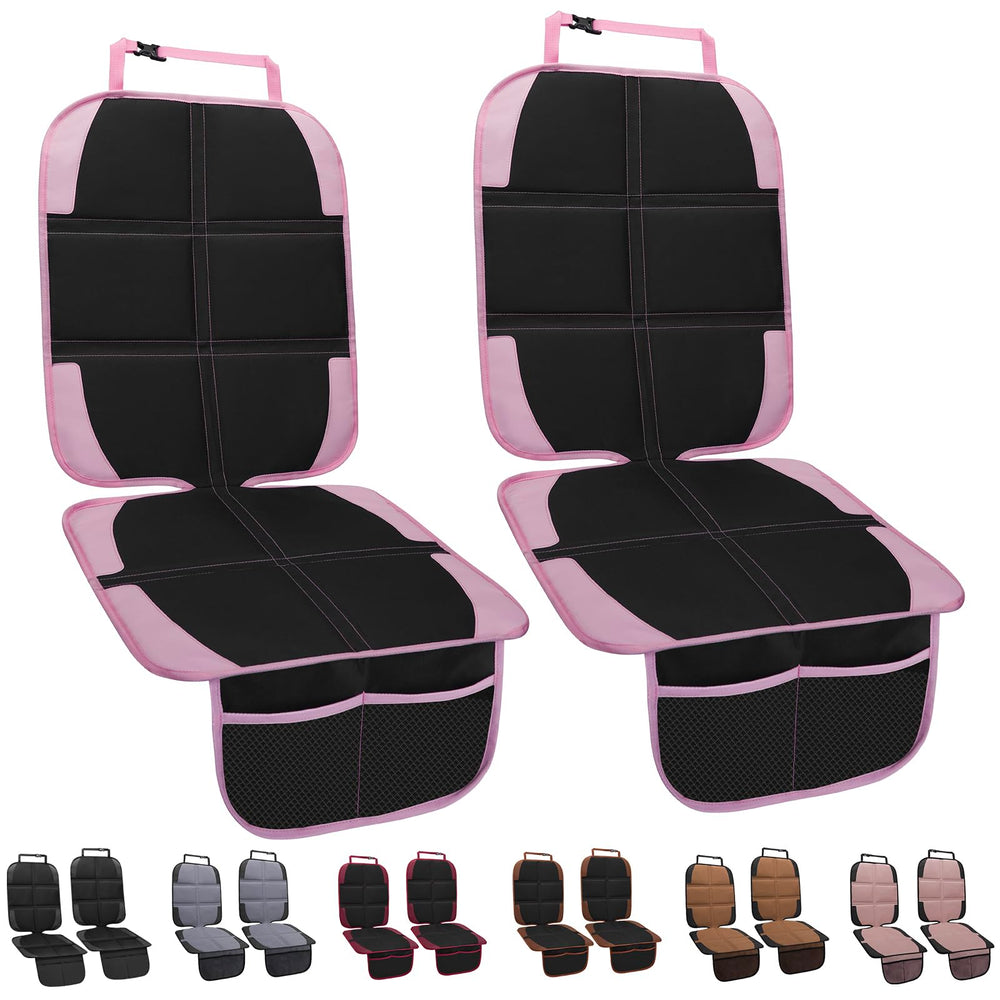 NEWFOM pink 2-pack child car seat protector protects seats during travel.