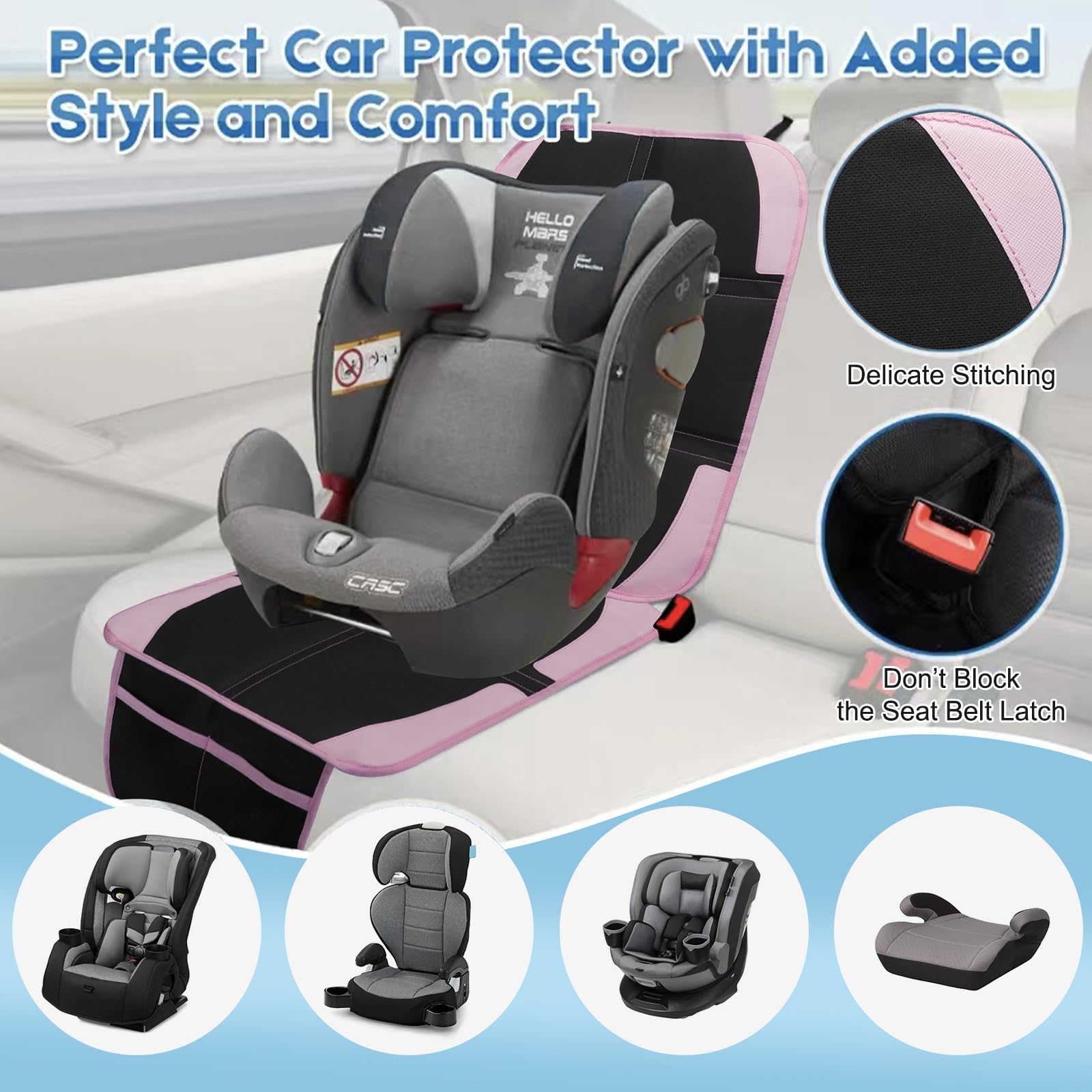 NEWFOM quick-install top straps simplify setup on car seat.