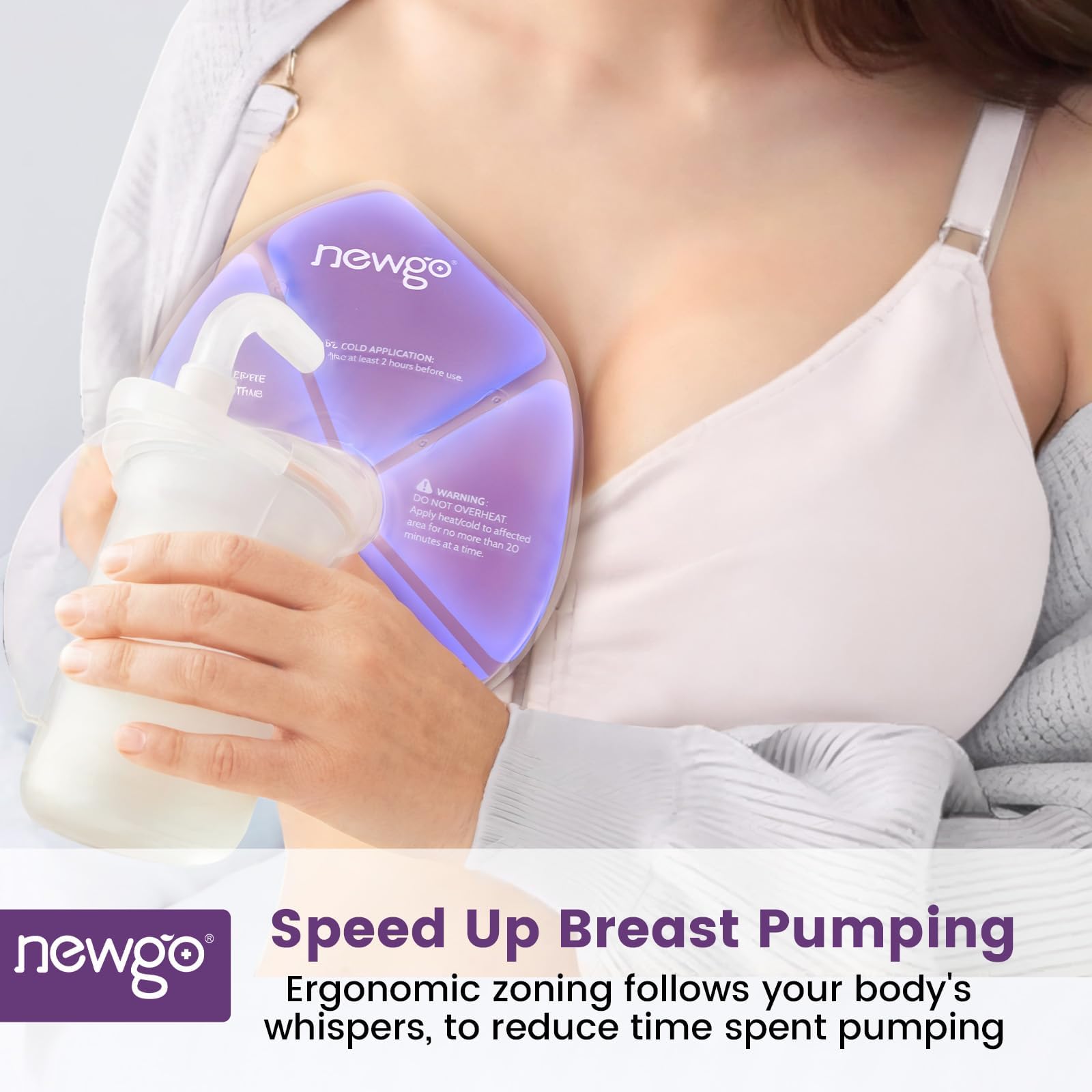 NEWGO ergonomic zoned-design breast pad contouring to fit natural shape