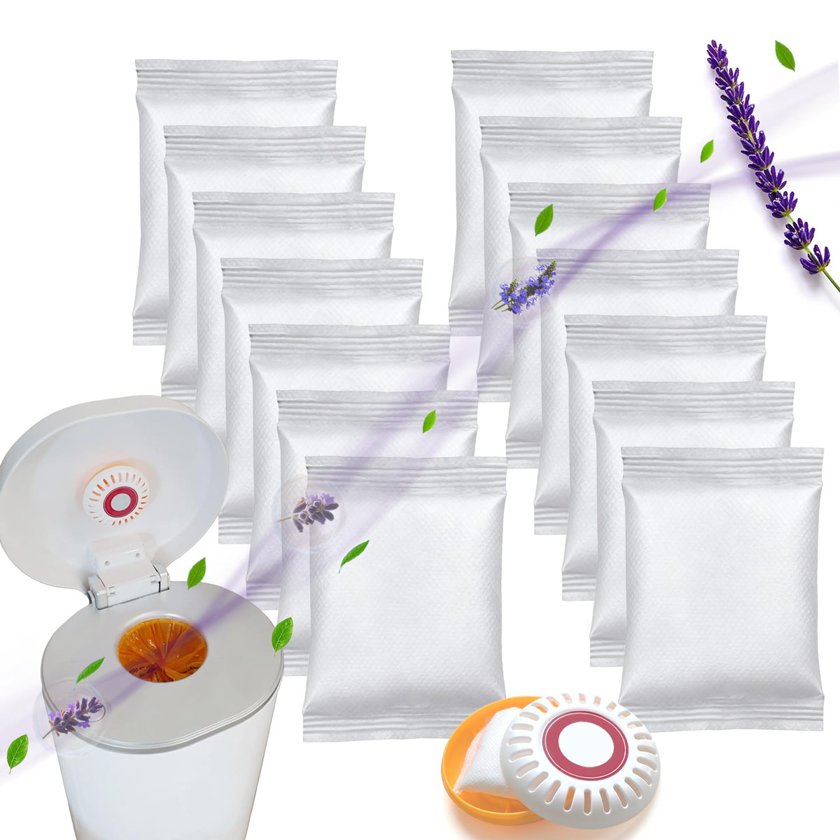 NEWKE lavender baking soda refill close-up neutralizes diaper odors.