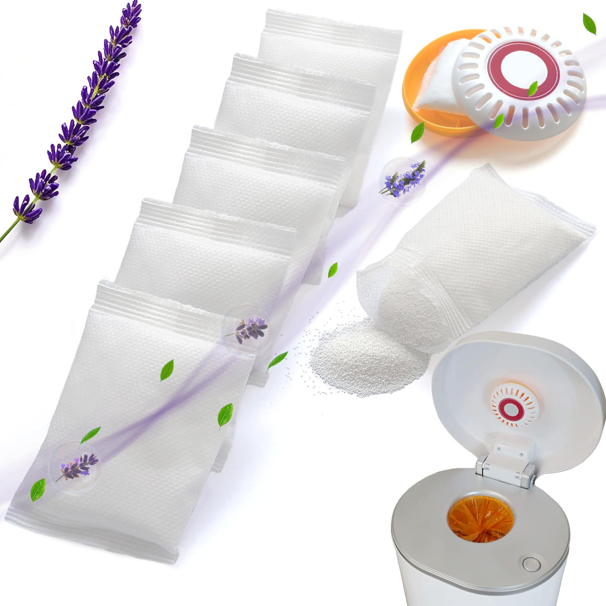 NEWKE lavender-scent baking soda refill packaging promotes long-lasting diaper pail freshness