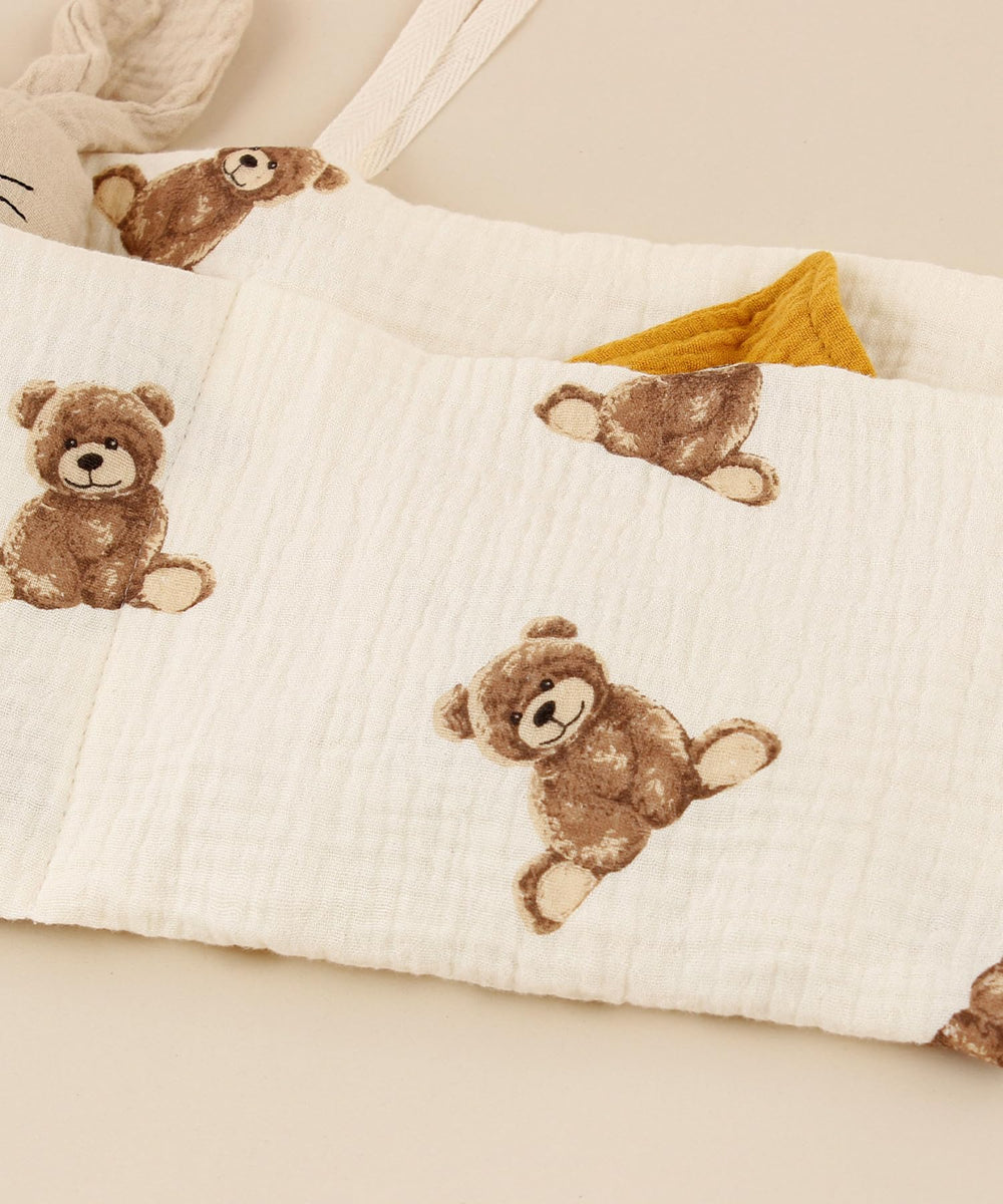 NewLuyer bedside organizer offers pattern options to match nursery decor.