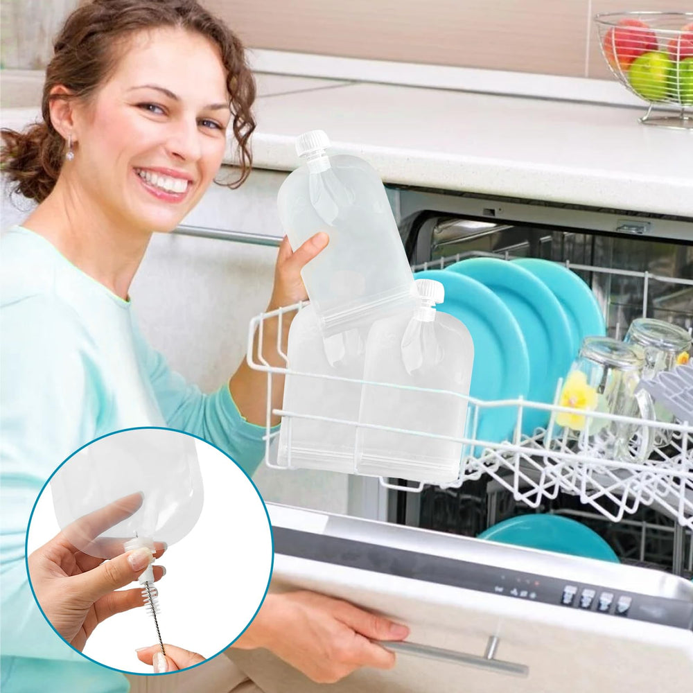 Newmemo pouches stored in freezer to preserve freshness