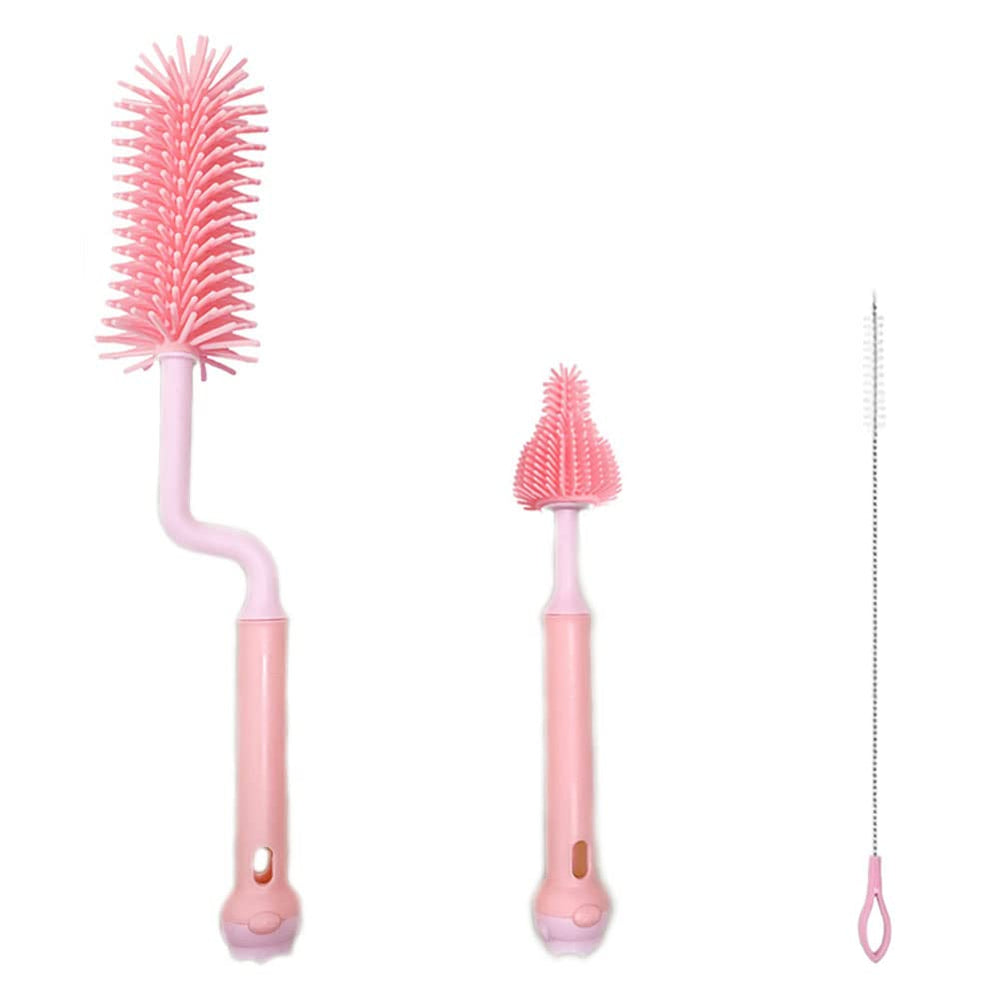 Newmemo silicone baby bottle brush with 360° rotation for thorough bottle cleaning