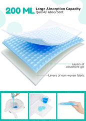 Newnice 200ml absorbent pad close-up highlighting quick absorption and leak resistance