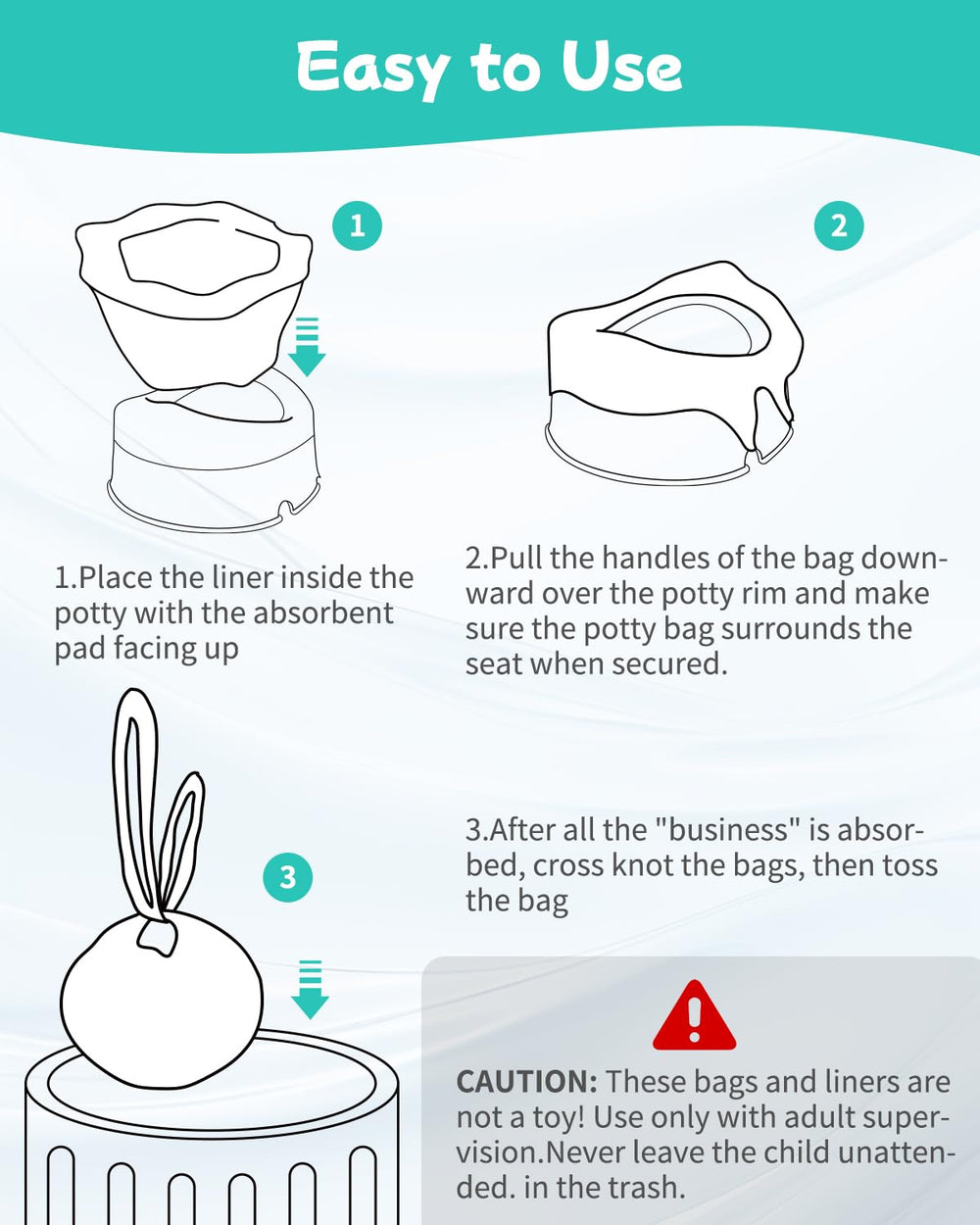 Newnice disposable liners keep potty times clean without cleaning afterward.