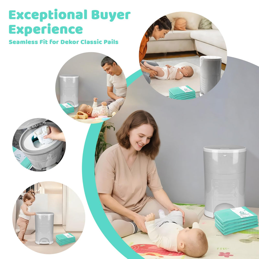 Newnice long-lasting supply pack illustrating extended availability of diaper pail refills.