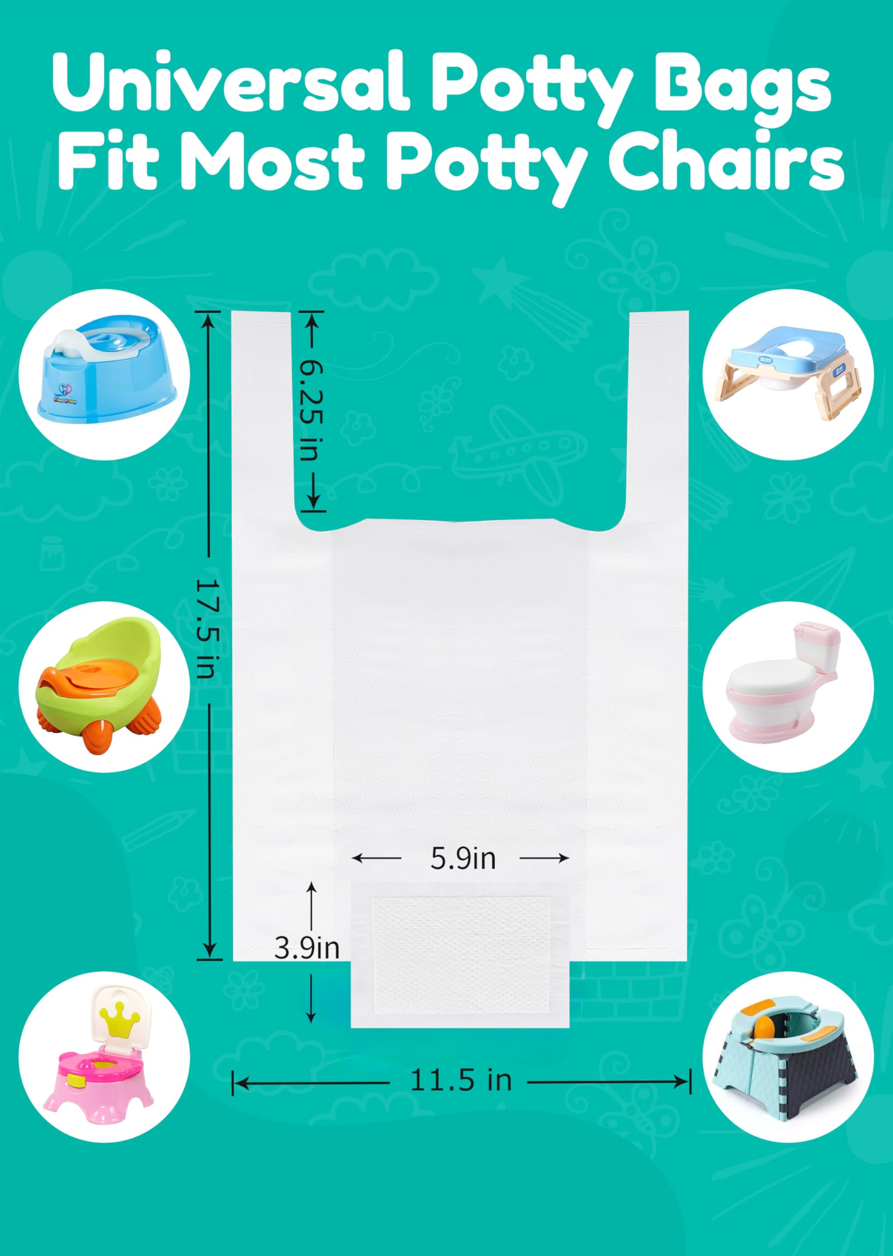 Newnice universal-fit-liners compatible with most potties and seats.
