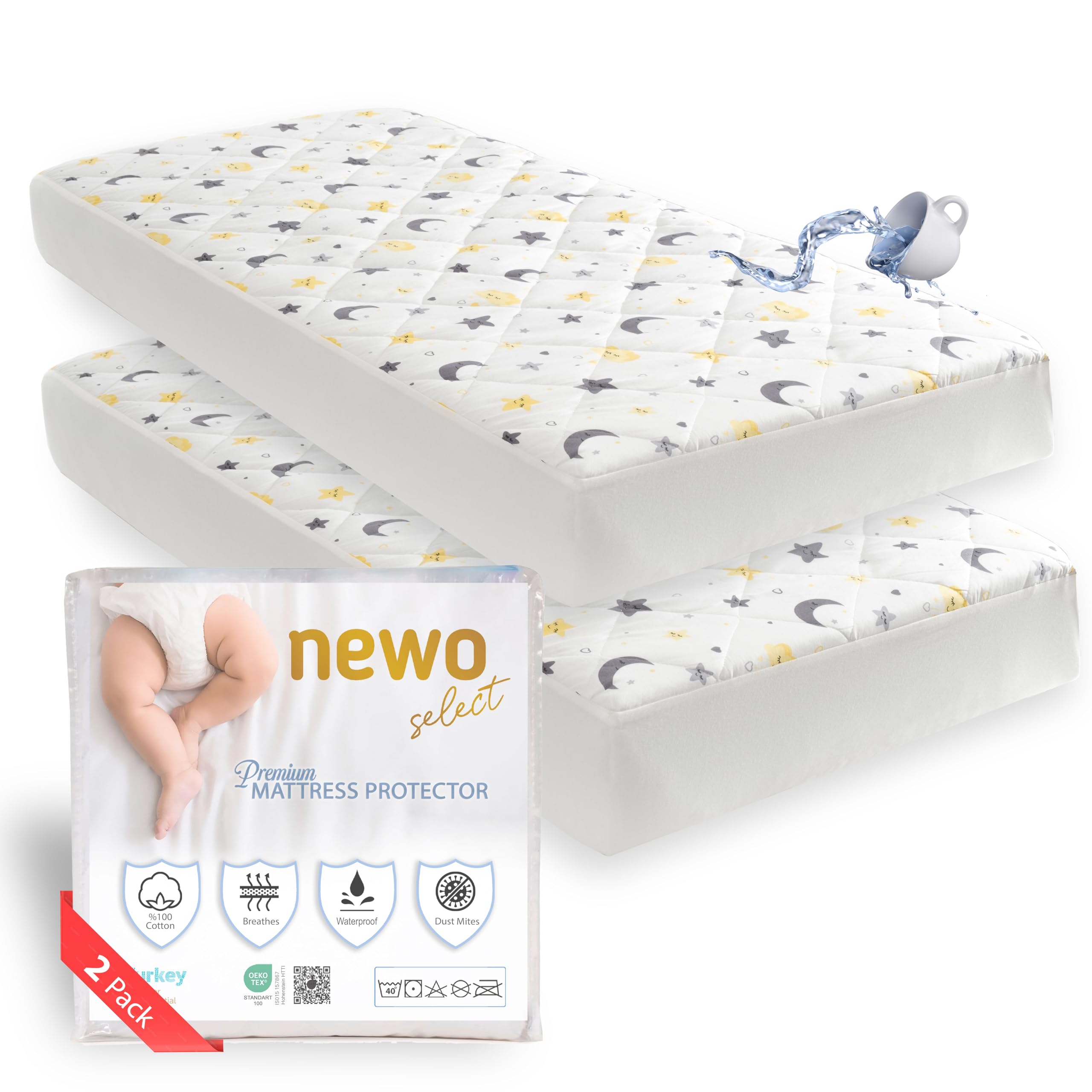 Newo Select waterproof crib protector closeup shows soft cotton surface